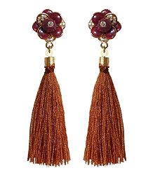 Brown Silk Thread Earrings