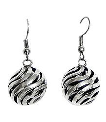 Steel Carved Ball Earrings