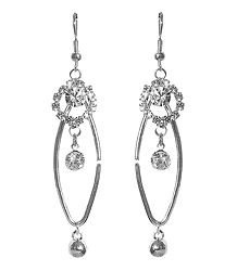 White Stone Studded Metal Earring