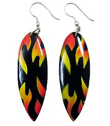 Saffron and Yellow Print on Black Acrylic Earrings