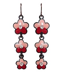 Pink and Red Dangle Earrings