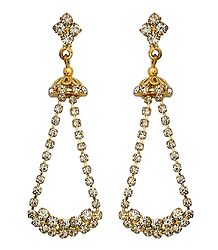 White Stone Studded Dangle Earrings