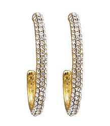 White Stone Studded Dangle Earrings