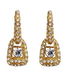 White Stone Studded Dangle Earrings