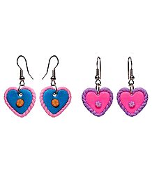 Set of 2 Pairs Rubber Heart Earrings