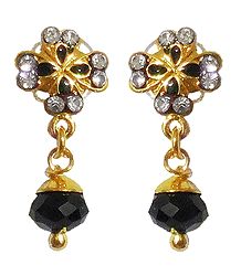 White Stone Studded Dangle Earrings