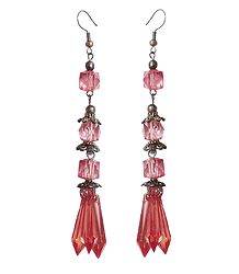 Oxidised Metal Dangle Earrings with Acrylic Beads