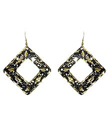 Black with Golden Metal Earrings