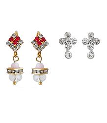 2 Pairs of Stone Studded Earrings