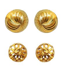 Set of 2 Gold Plated Metal Stud Earrings