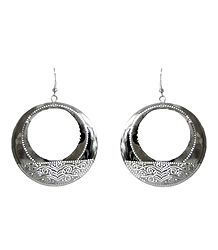 White Metal Hoop Earrings