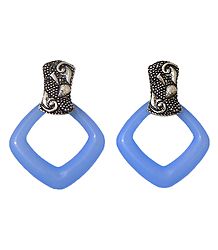 Blue Acrylic Hoop Earrings