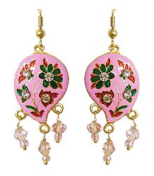 Pink Meenakari Paisley Design Dangle Metal Earrings