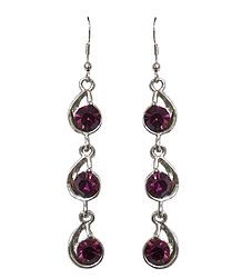 Purple Stone Studded Fashion Earrings
