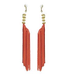 Rust Color Chain jhalar Earrings