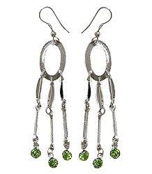 Green Stone Studded Metal Earrings
