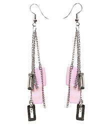 Pink Acrylic with Metal Earrings