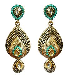 Cyan Stone Studded Dangle Earrings
