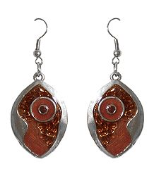 Brown Laquered Dangle Metal Earrings