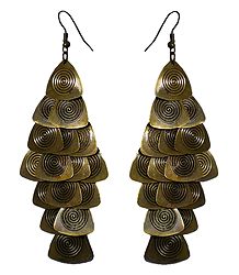 Camel Brown Metal Jhalar Earrings