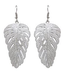 Metal Leaf Dangle Earrings with Fish Hook