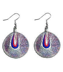 White, Red with Blue Thread Earrings