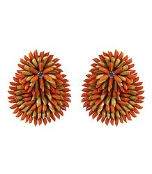 Saffron with Beige Paddy Earrings