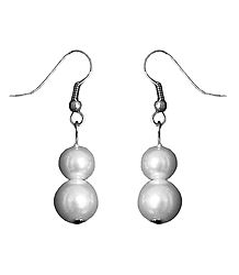 White Bead Drop Earrings