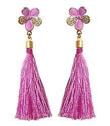 Pink Silk Thread Earrings