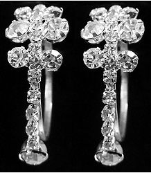 Pair of White stone Studded Ring Earring