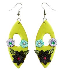 Yellow Floral Rubber Earrings