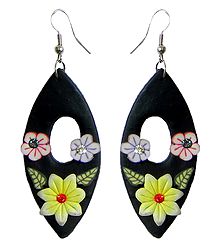 Black Floral Rubber Earrings