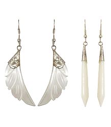 2 Pairs of Shell Leaf and Drop Earrings