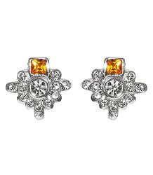 White Stone Studded Earrings