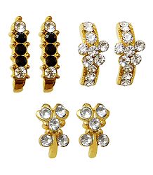Set of 3 Stone Studded Earrings