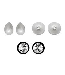 3 Pairs of Stone Studded Stud Earrings