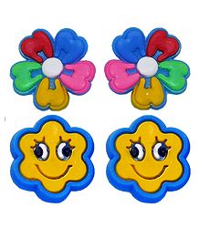 Pair of Rubber Flower Stud Earrings