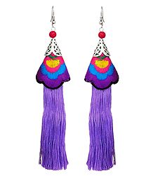 Embroidered Mauve Silk Thread Earrings