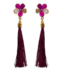 Maroon Silk Thread Earrings