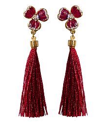 Red Silk Thread Earrings