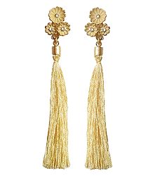 Beige Silk Thread Earrings