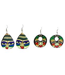 Set of 2 Pairs Painted Rubber Face Earrings