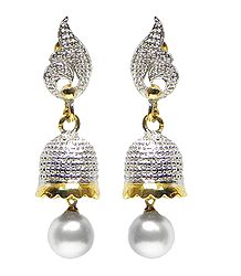 Umbrella Earrings with White Bead