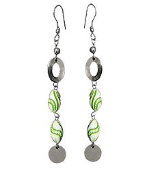 Metal Earrings with Wooden Beads