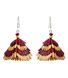 Maroon with Beige Paddy Jhumka Earrings