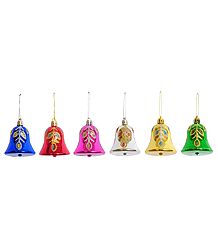 Set of 6 Colorful Acrylic Bells for Christmas Decoration