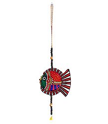 Hand Painted Hanging Fish with Beads - Perforated Leather Crafts