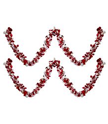 Set of 2 Decorative Red and White Paper Streamer