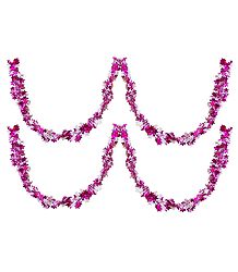 Set of 2 Decorative Magenta with White Paper Streamer