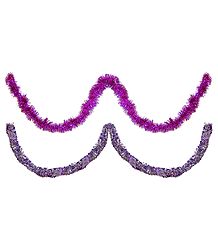 Set of 2 Decorative Magenta and Purple with White Paper Streamer
